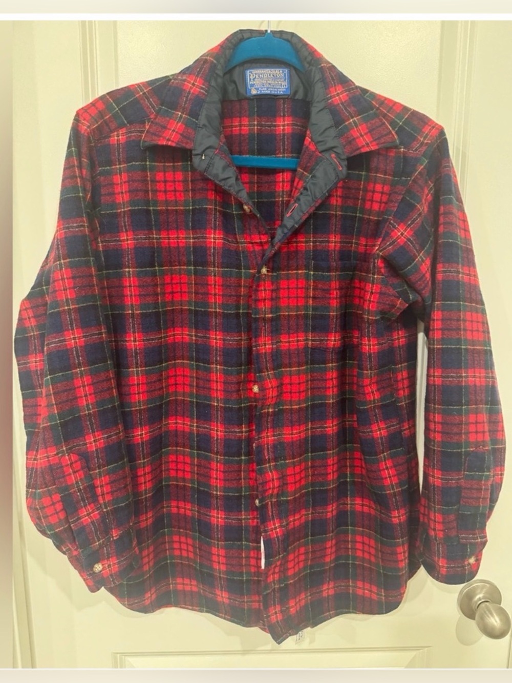 Vintage 60’s Pendleton Red & Black Plaid Button-Up flannel